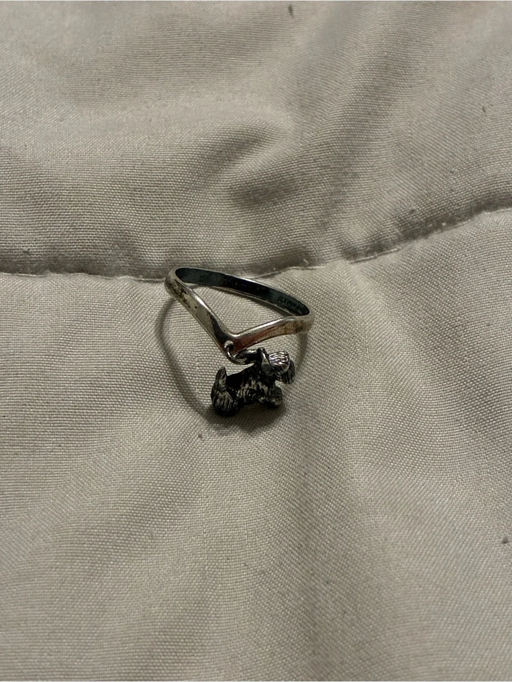 Sterling Silver Scottie Dog Charm Ring